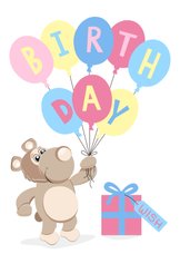 Kleurrijke verjaardagskaart beer met ballonnen