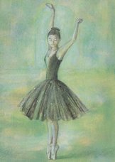 Kunstkaart ballerina sfeervol in acryl