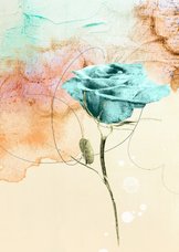 Kunstkaart blauwe roos
