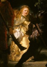 Kunstkaart van Rembrandt van Rijn. De nachtwacht (detail)