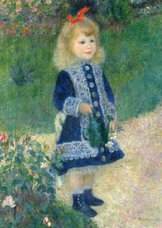 Kunstkaart van Renoir. Meisje met een bloemengieter