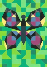 Kunstkaart - Vlinder groen