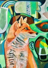 Kunstkaart vos geschilderd