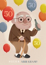 Leuke verjaardagskaart Abraham, humor, ballonnen 50 jaar