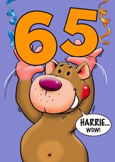 Leuke verjaardagskaart met beer en losse cijfers leeftijd
