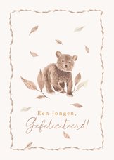 Lief felicitatiekaartje met hand geschilderd beertje