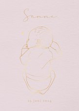 Lief geboortekaartje met goudfolie illustratie van baby