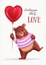 Liefde kaart met een schattig beertje en hartjesballon 