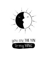 Liefde kaart met yin-yang illustratie en leuke tekst