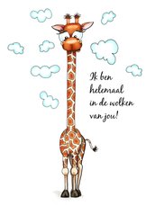 Liefde kaarten giraffe met hoofd in de wolken