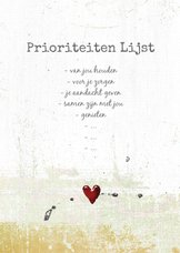 Liefde valentijn kaart prioriteiten lijst