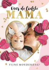 Liefdevolle moederdagkaart 3d harten hartjes goud foto