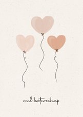 Lieve beterschapskaart met hartjes ballonnen roze