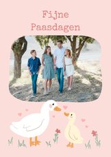 Lieve paaskaarten met foto en eenden kuikentje roze