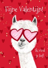 Lieve valentijnskaart illustratie alpaca hartjes goud