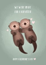 Lieve valentijnskaart illustratie otters en grappige tekst