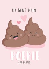 Lieve valentijnskaart met illustratie van twee 'poepies' 