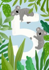 Lieve verjaardagskaart 5 jaar met koala's