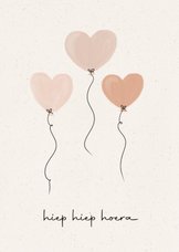 Lieve verjaardagskaart met subtiele hartjes ballonnen
