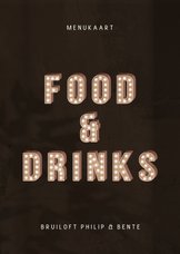 Menukaart food & drinks festival letters licht