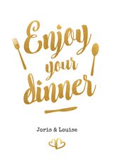 Menukaart trouwen met gouden letters - enjoy your dinner!