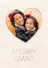 Minimalistische fotokaart kerst beige koper hartje