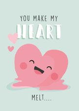 Mintgroene valentijnskaart met smeltend hartje 