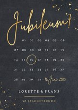 Moderne kalender uitnodiging jubileum met goudfolie 