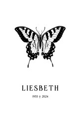 Moderne rouwkaart met zwart witte vlinder illustratie 