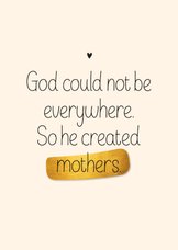 Moederdag kaart God created mothers