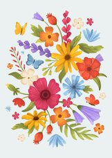 Moederdagkaart bloemen illustratie kleurrijk liefste mama 