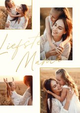 Moederdagkaart 'Liefste mama' goud fotocollage 4 foto's