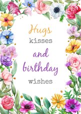 Mooie verjaardagskaart met kleurige bloemen voor tiener
