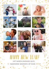 Nieuwjaars fotocollage jaarkaart terugblik met 12 foto's