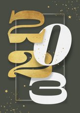 Nieuwjaarskaart 2023 goud sterretjes spetters
