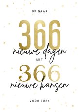 Nieuwjaarskaart 366 nieuwe dagen met 366 nieuwe kansen