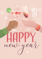 Nieuwjaarskaart cheers champagne happy new year hip