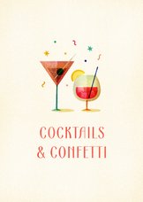 Nieuwjaarskaart cocktails & confetti simpel