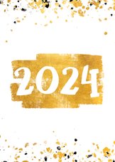Nieuwjaarskaart gouden vlak '2024' confetti