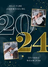 Nieuwjaarskaart met 2024 foto's en sterren