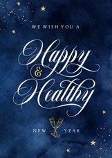 Nieuwjaarskaart stijlvol happy and healthy 2023 corona
