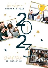 Nieuwjaarskaart zakelijk 2023 sterren fotocollage goud