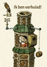 Originele verhuiskaart van een meisje in een toren