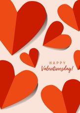 Romantische valentijnskaart met rood oranje hartjes