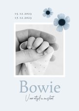 Rouwkaart kindje baby jongen bloemen blauw