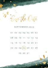 Save the date kalender waterverf gouden tekst