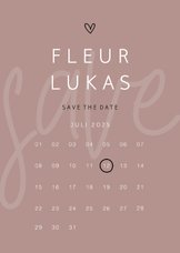 Save the date minimalistisch met hartje kalender