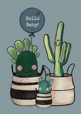 Schattige felicitatiekaart geboorte baby met cactussen