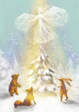 Sfeervol Kerstkaart met engel en dieren