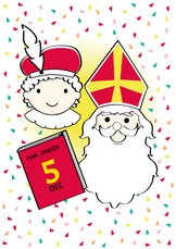 Sinterklaas en  Piet met het grote boek en eigen naam